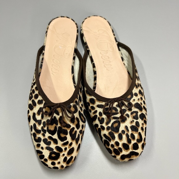 J. Crew Calf hair Zoe Leopard Ballet Flats Slip on Size 12 - Picture 2 of 9